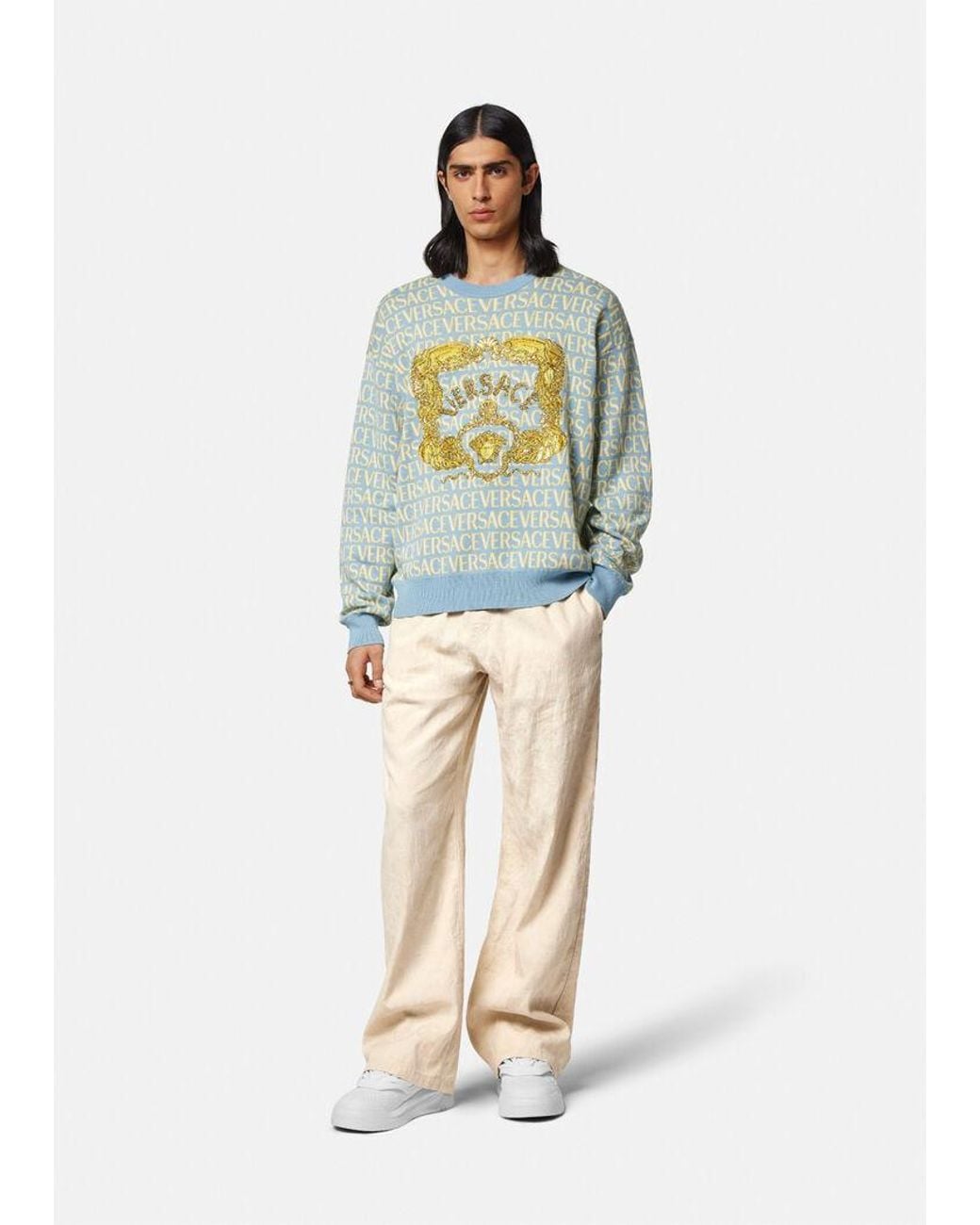 Versace Natural Barocco Straight-Leg Trousers for men