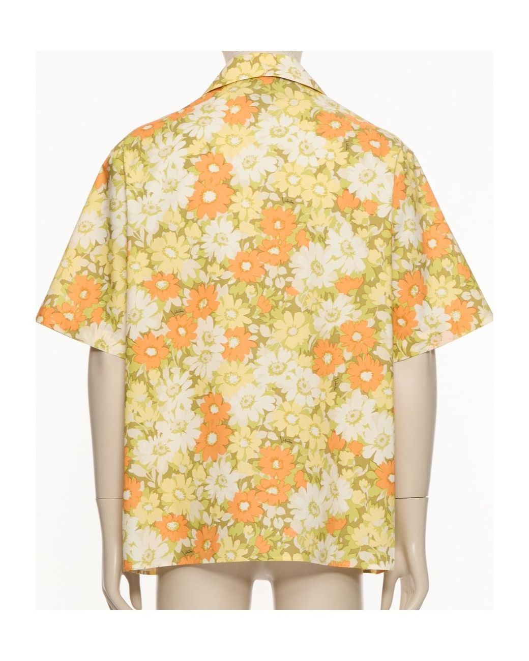 Valentino Metallic Papier Floral Printed Bowling Shirt for men