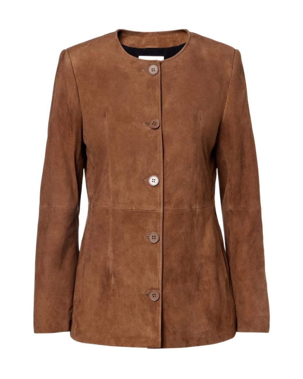 Nour Hammour Brown Long-Sleeved Leather Jacket
