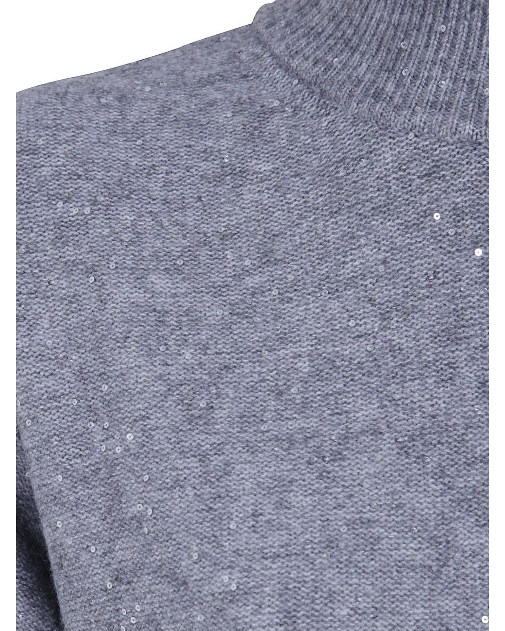 Seventy Blue Mock-Neck Embellished Knitted Sweater