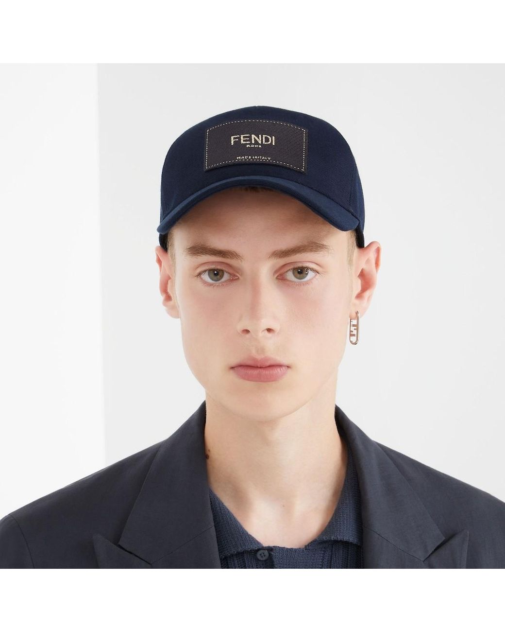 Fendi Blue Logo Patch Baseball Cap for men