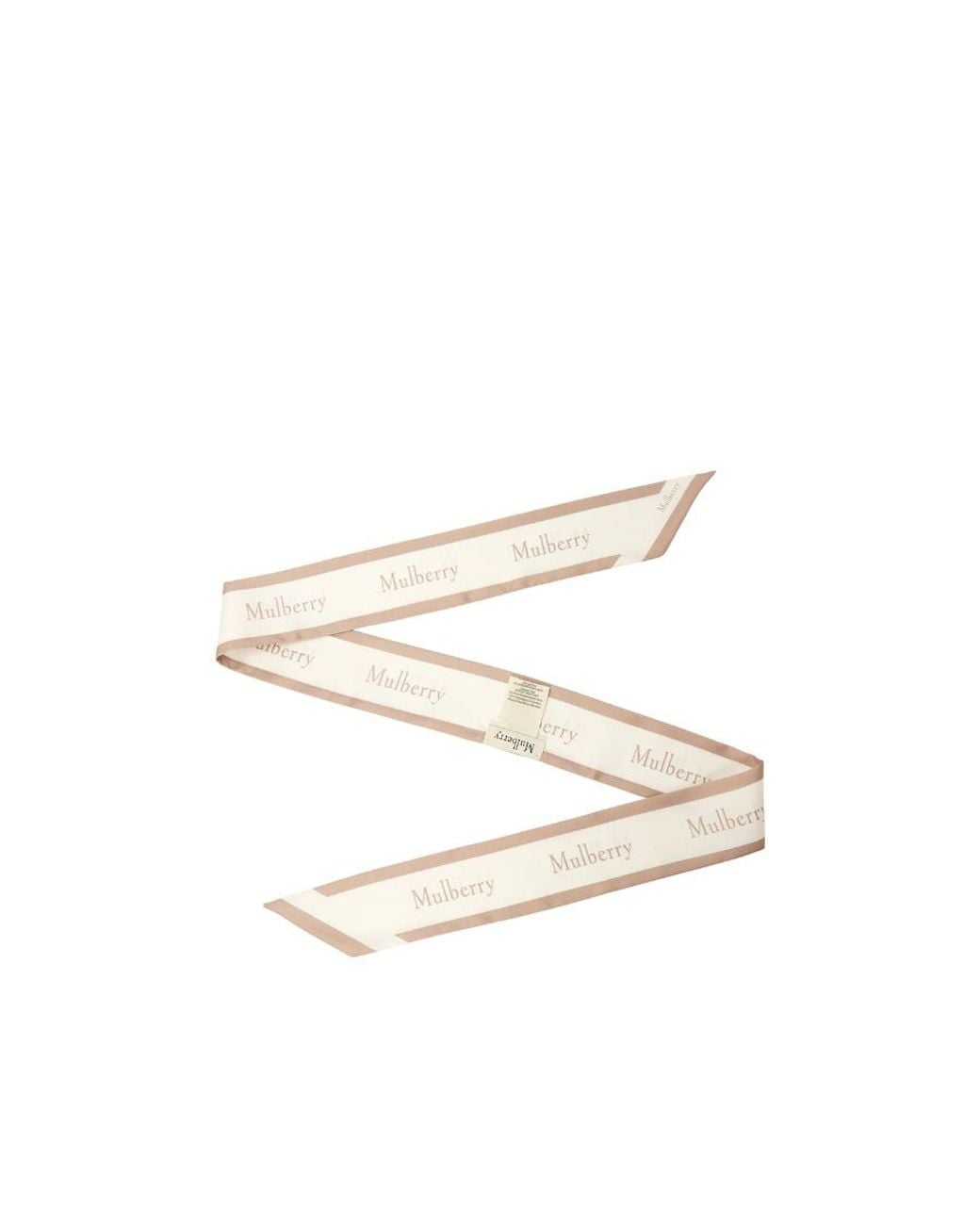 Mulberry Natural Logo-Border Skinny Scarf