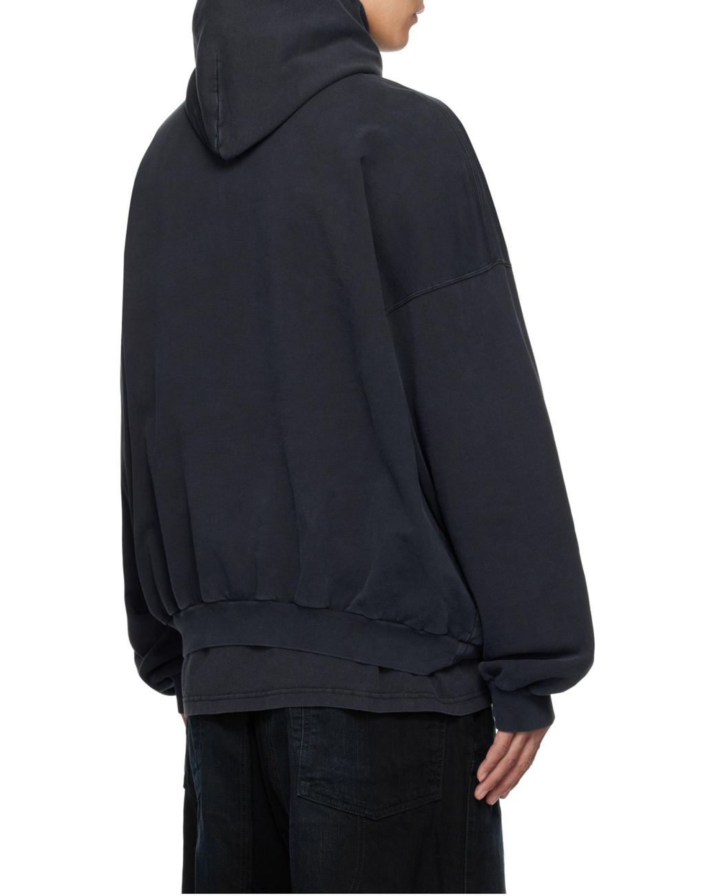 Balenciaga Blue Cotton Hooded Sweatshirt for men