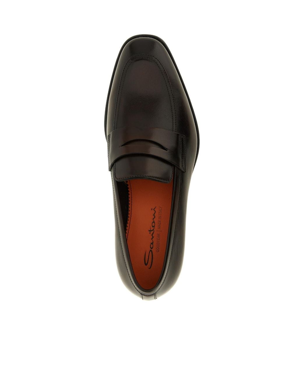 Santoni Black Gregor Leather Loafers for men
