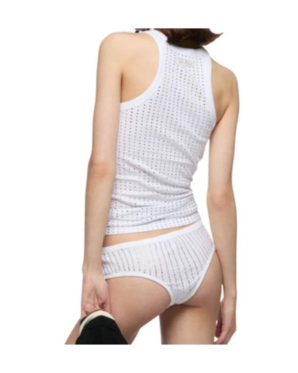 The Attico Gray Rhinestone-Embellished Tank Top