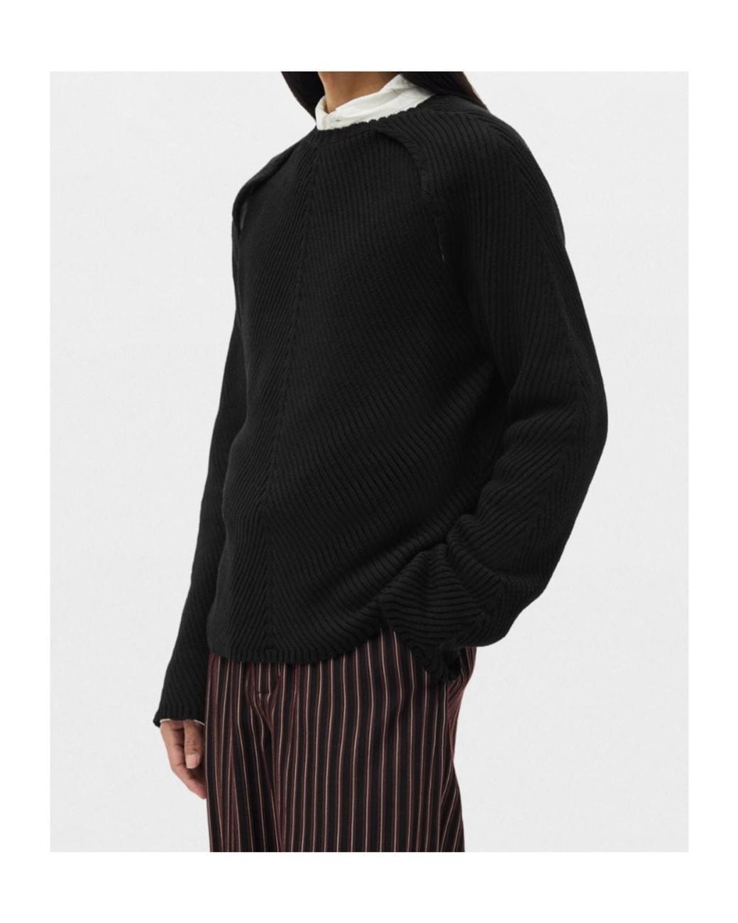 Ann Demeulemeester Black Ribbed-Knit Sweater for men