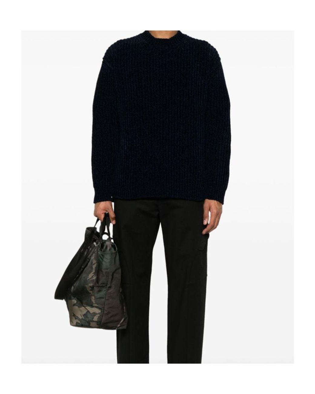 Junya Watanabe Blue Crewneck Knitted Jumper for men