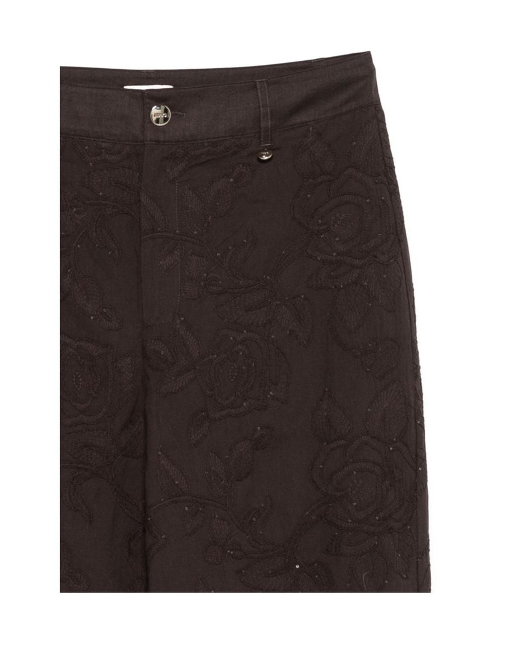 Liu Jo Black Floral-Embroidered Trousers