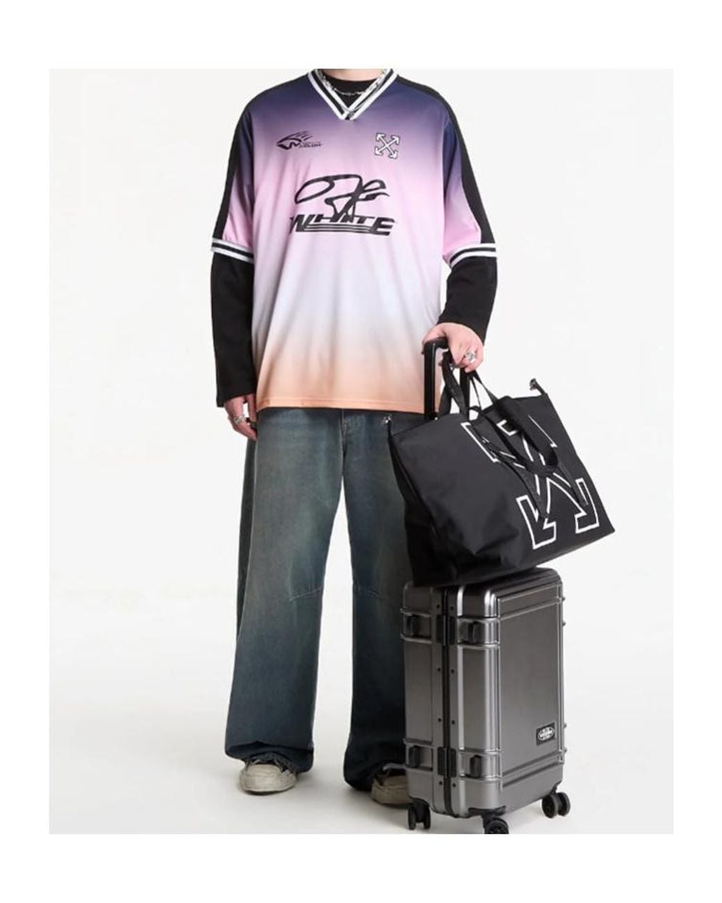 Off-White c/o Virgil Abloh Multicolor Degradé-Effect Soccer T-Shirt for men