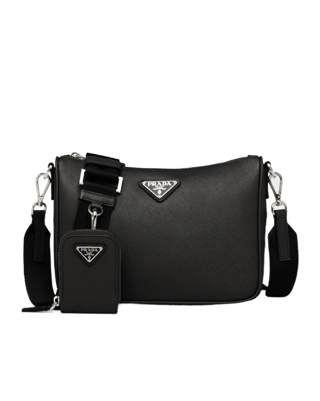 Prada Black Saffiano-Leather Shoulder Bag for men