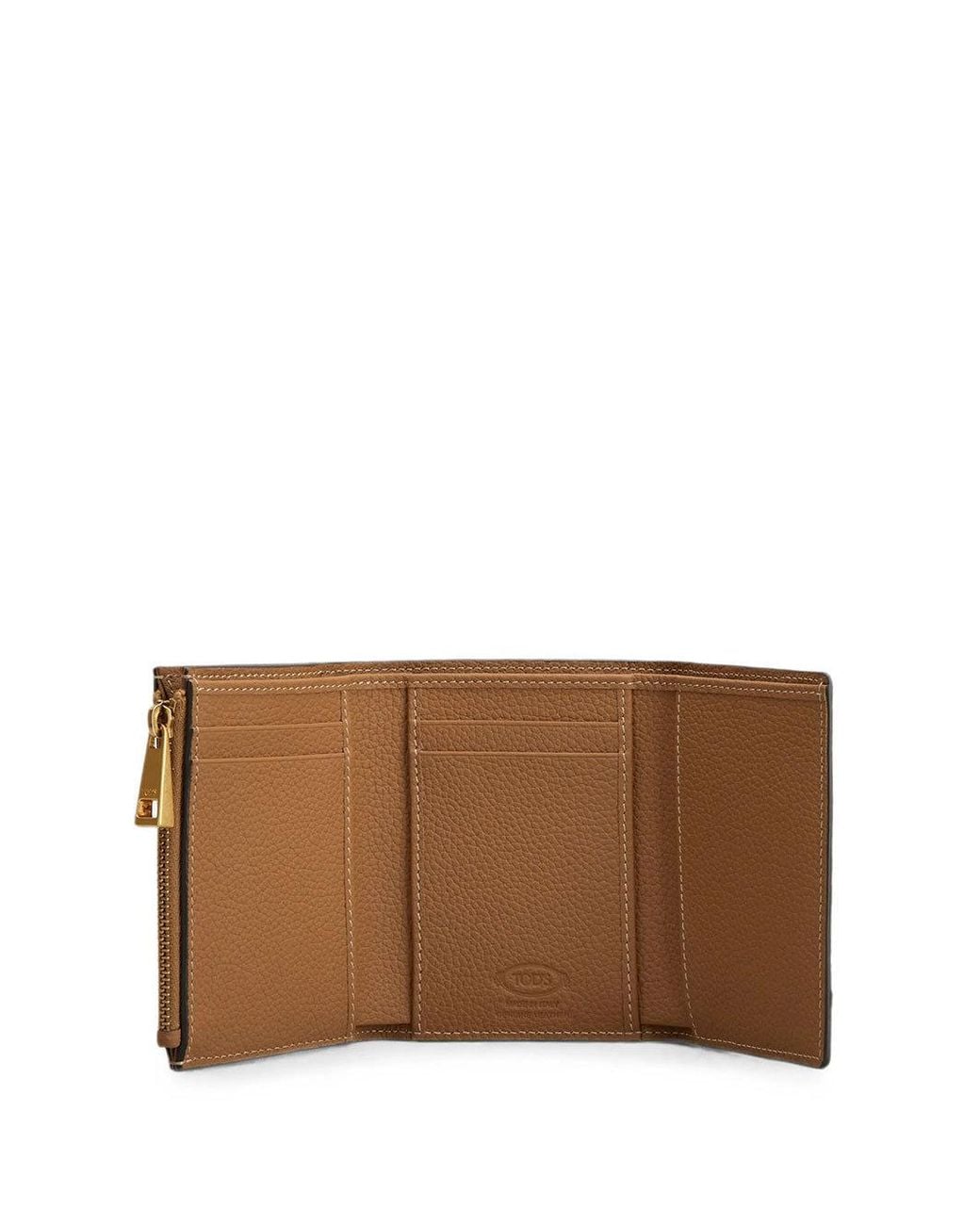 Tod's Brown T Logo Tri-Fold Wallet