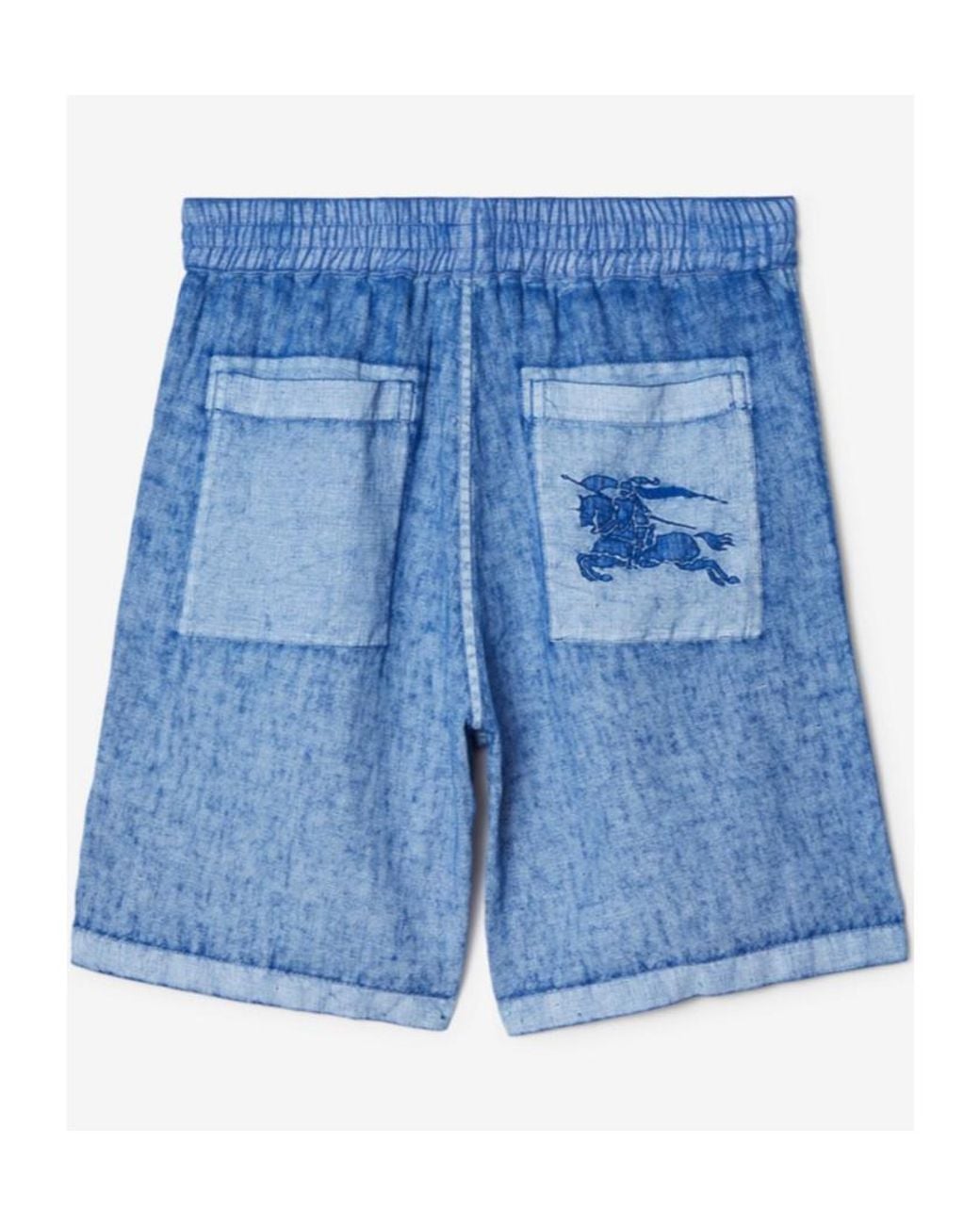 Burberry Blue Equestrian Knight Motif Turn-Up Cuff Shorts for men