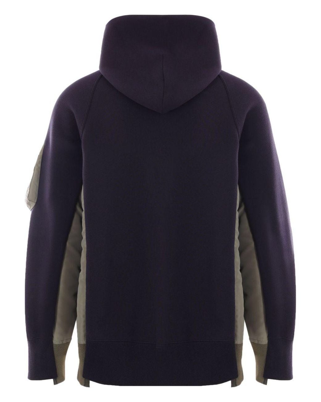 Sacai Blue Panelled Drawstring Hoodie for men