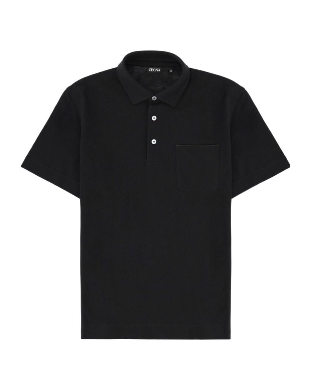Zegna Black Chest Pocket Polo Shirt for men