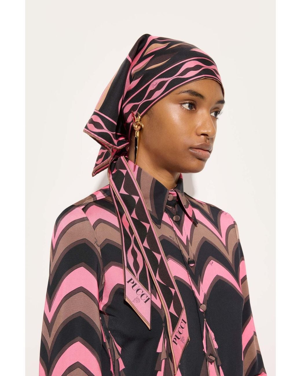 Emilio Pucci Red Baiadera Print Silk Scarf