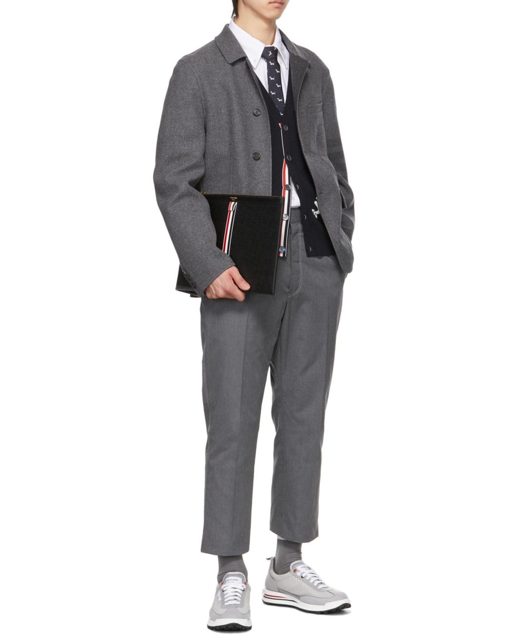 Thom Browne Gray Wool Button-Fastening Shirt-Jacket for men
