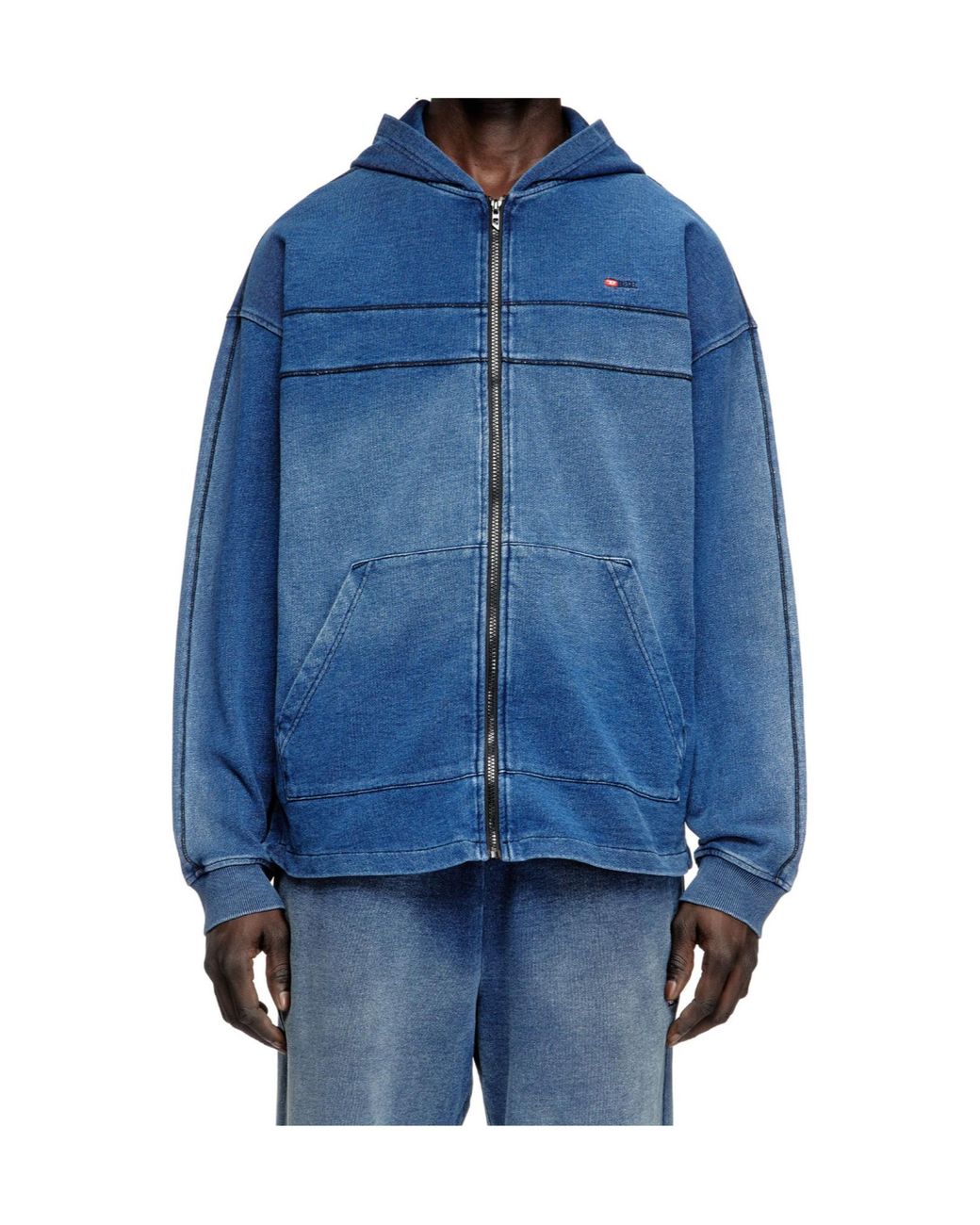 DIESEL Blue S-Blaxt-Hood-Zip-New Hoodie for men