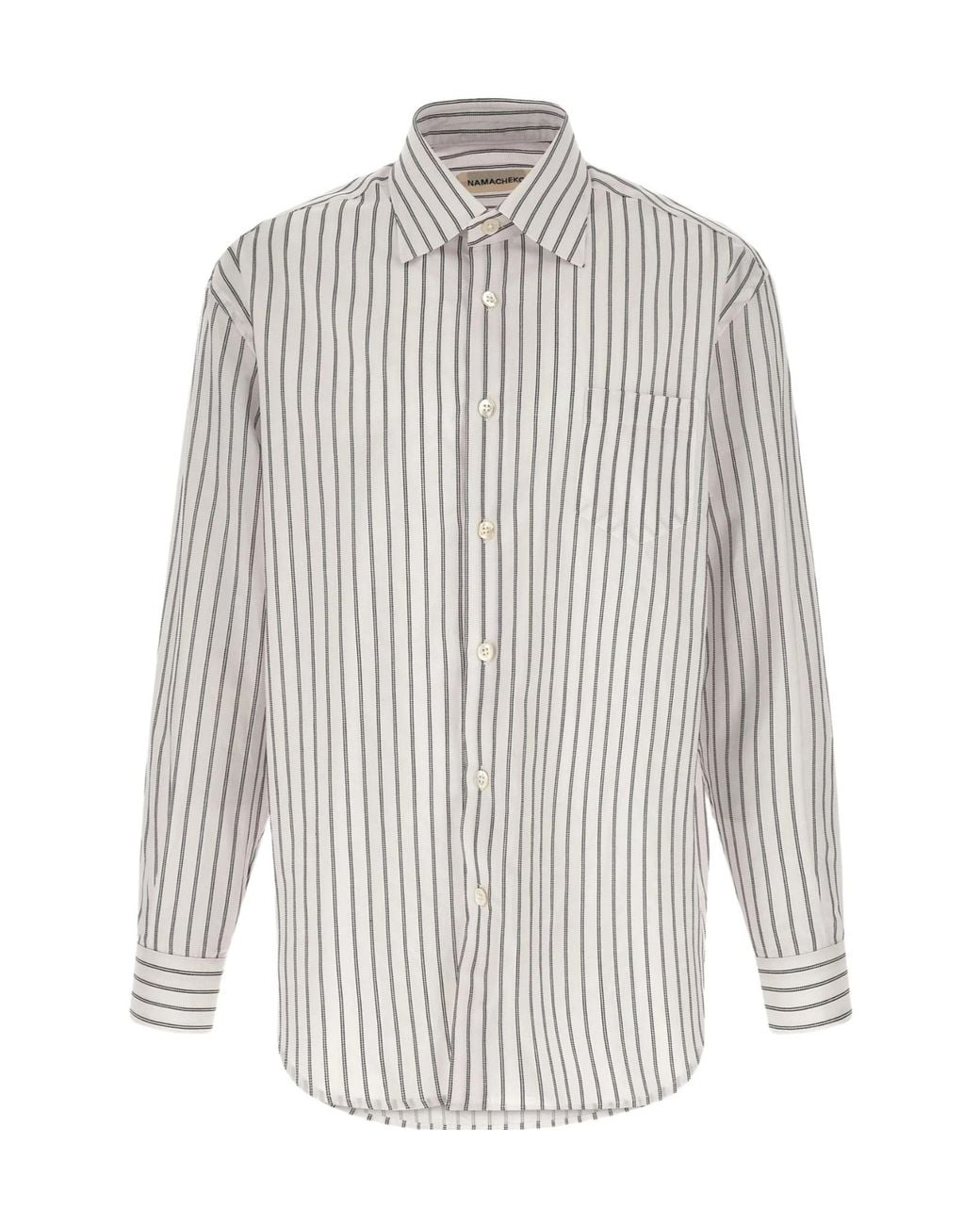 NAMACHEKO White Colt Oversized Striped Shirt for men