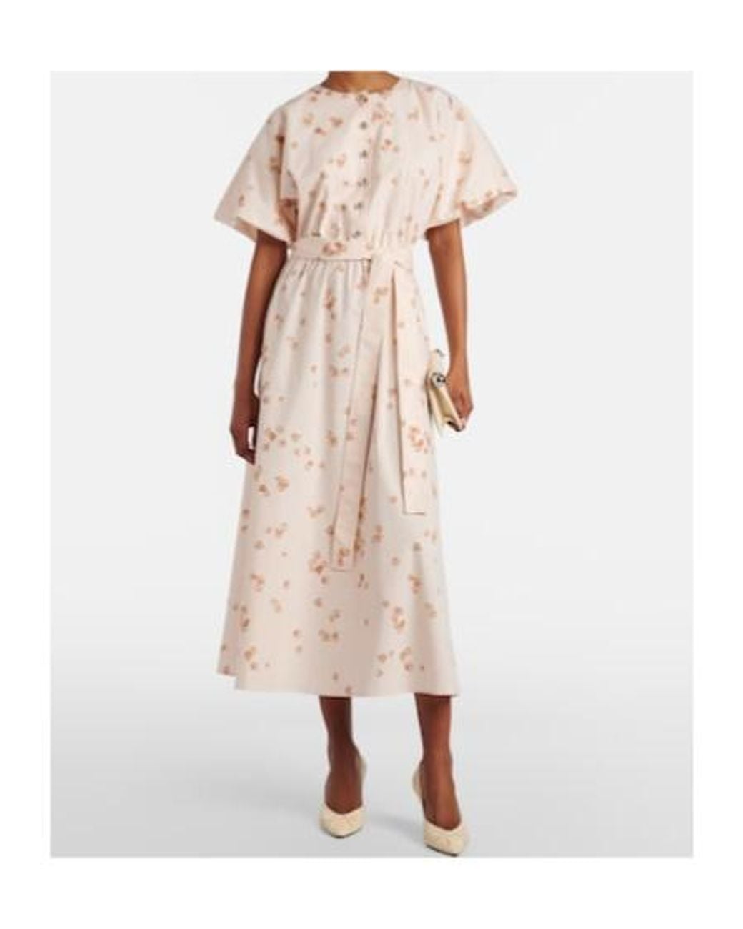 Altuzarra Natural Paulina Floral Belted Cotton-Blend Midi Dress