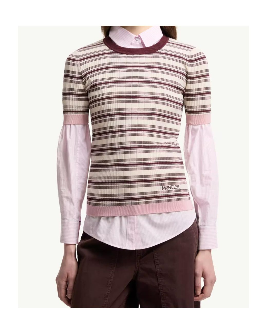 Moncler White Striped Knitted T-Shirt
