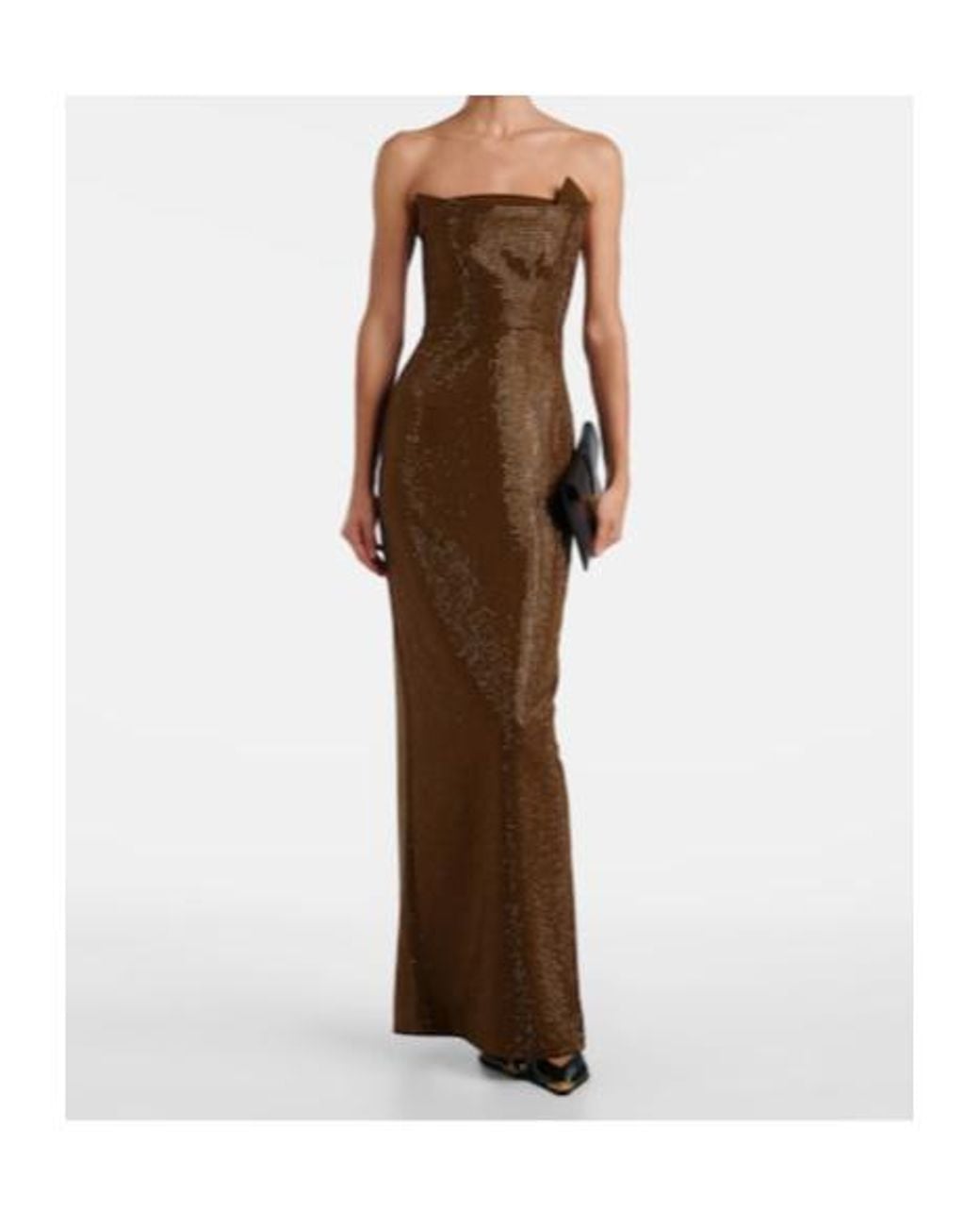 Roland Mouret Green Embellished Strapless Gown