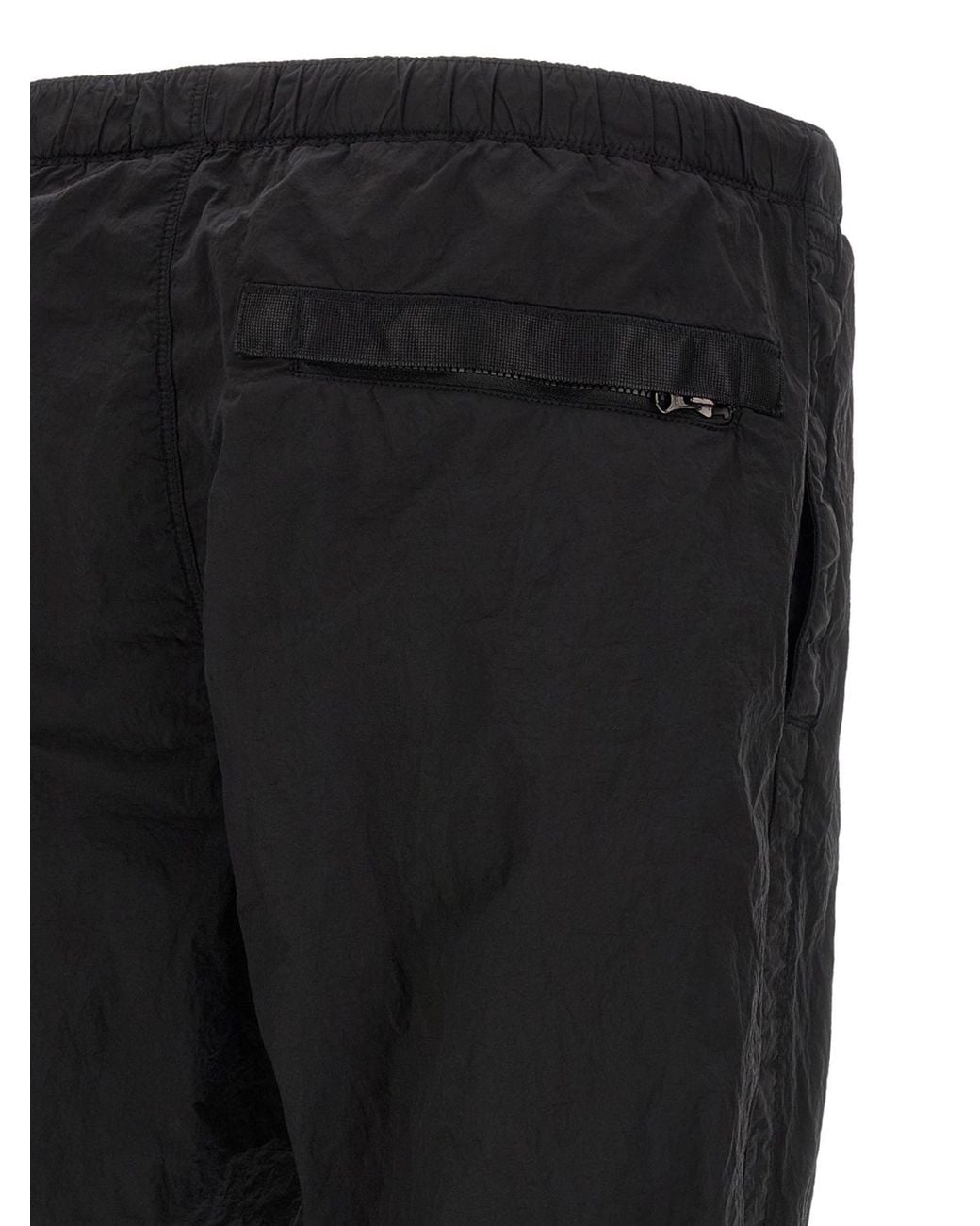 Stone Island Black Logo-Patch Elasticated Waistband Trousers for men
