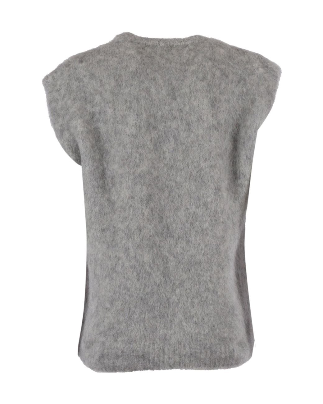Forte_forte Gray Sleeveless Cropped Knitted Tank Top