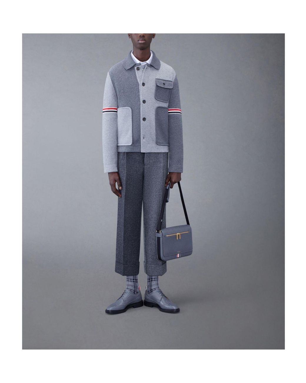 Thom Browne White Bar Striped Buttoned Shirt for men