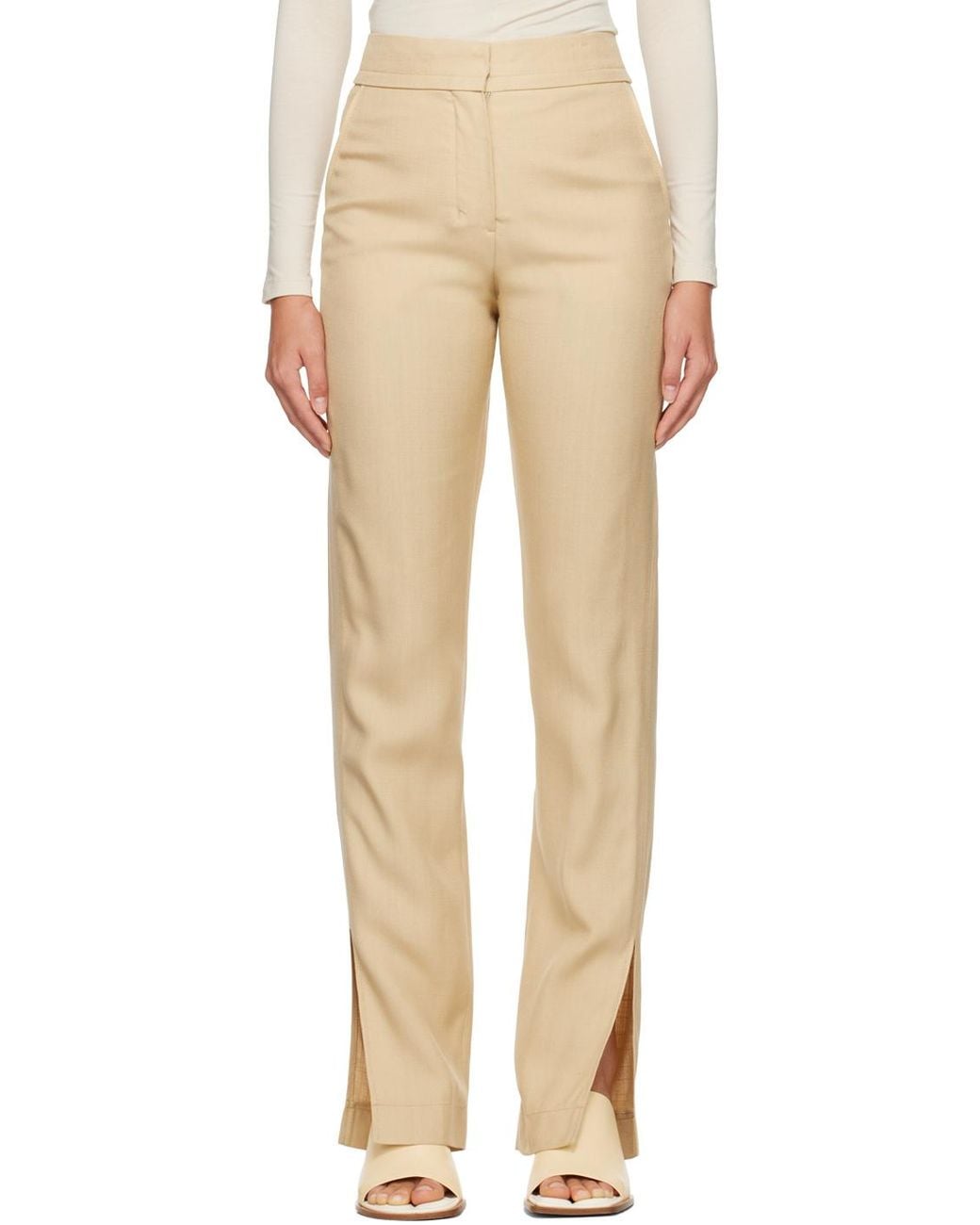 Jacquemus Natural Le Pantalon Tibau Slit Pants