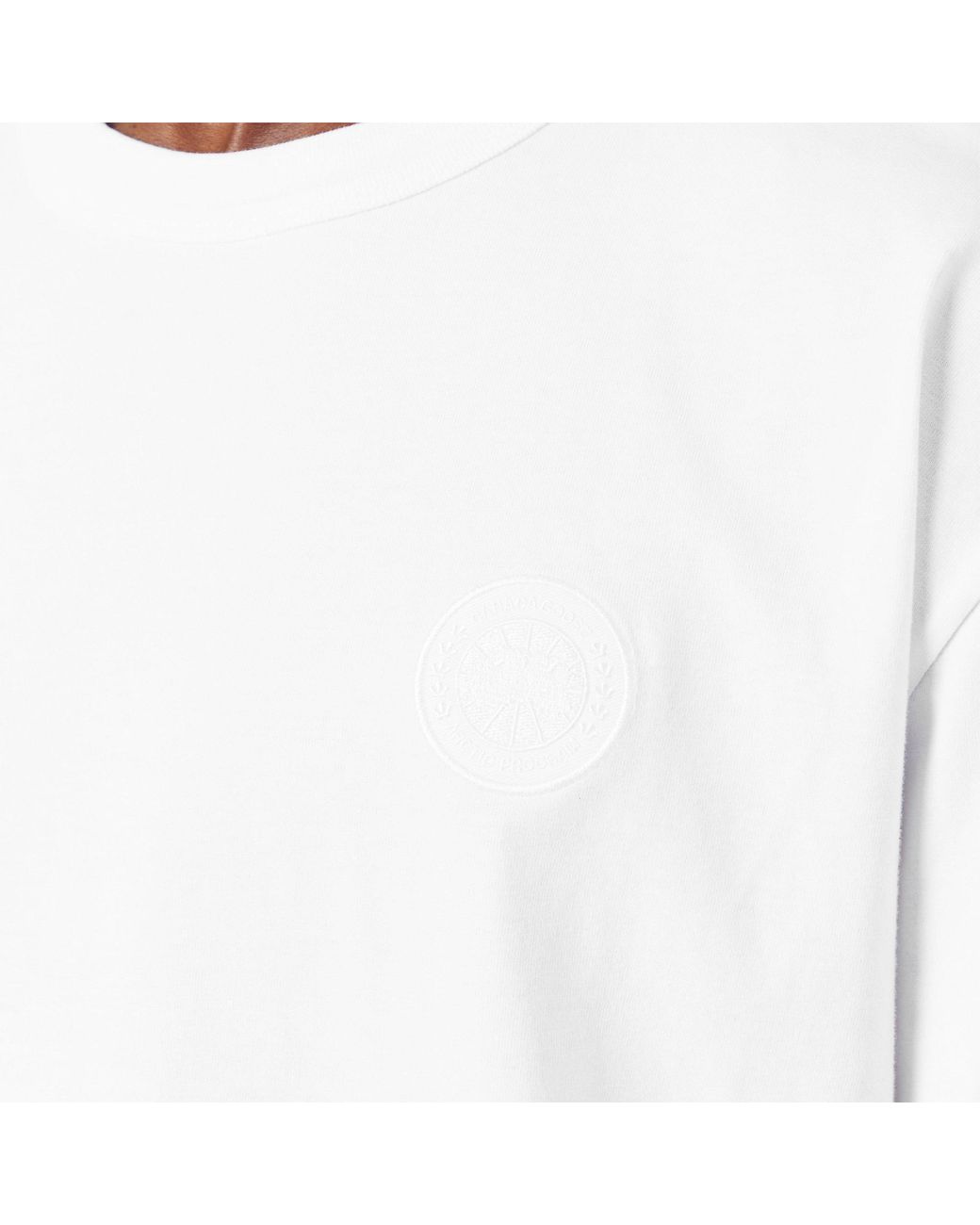 Canada Goose White Classic Embroidered Logo Shortsleeve Tshirt for men