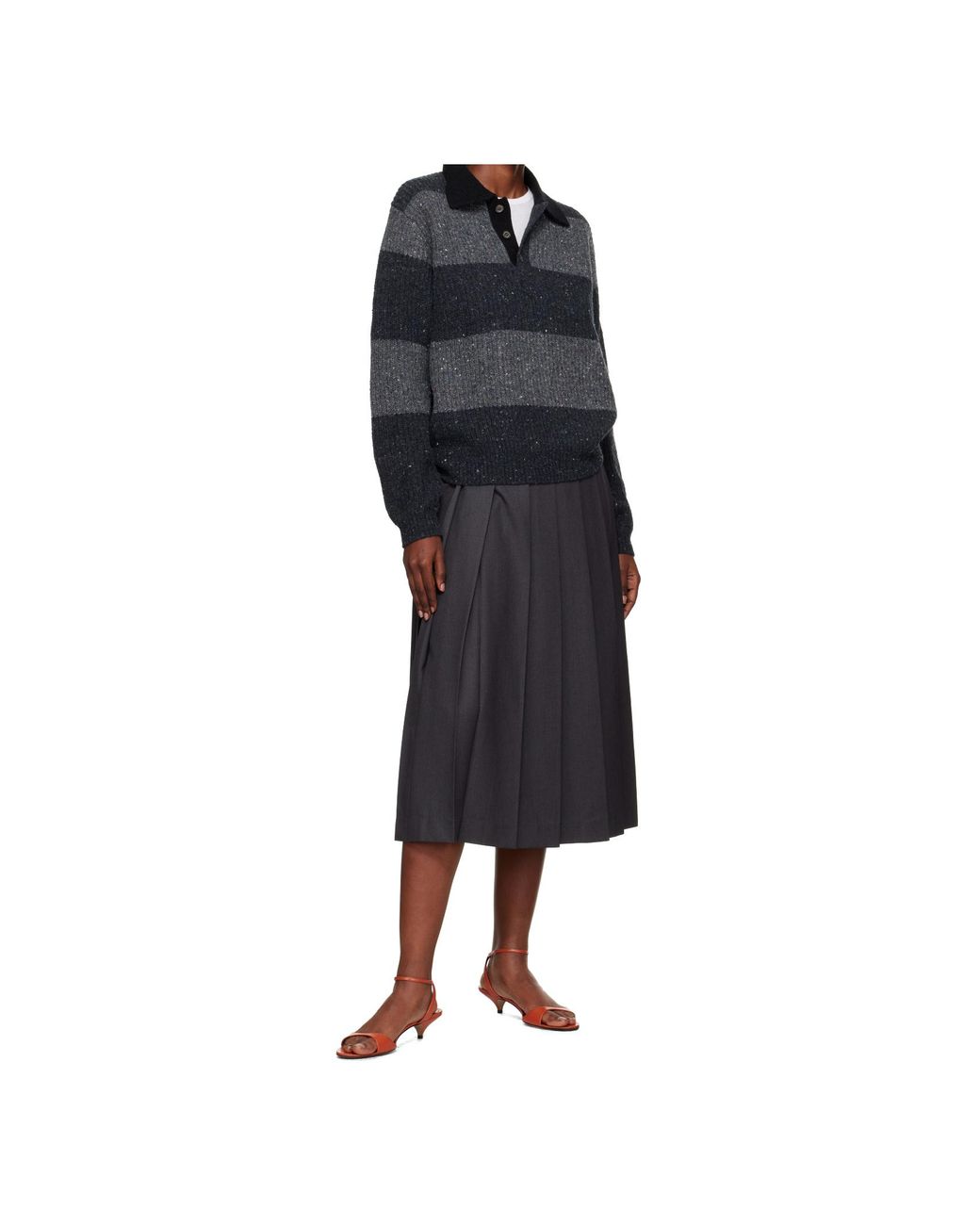 DUNST Black Ribbed Striped Polo Knitwear