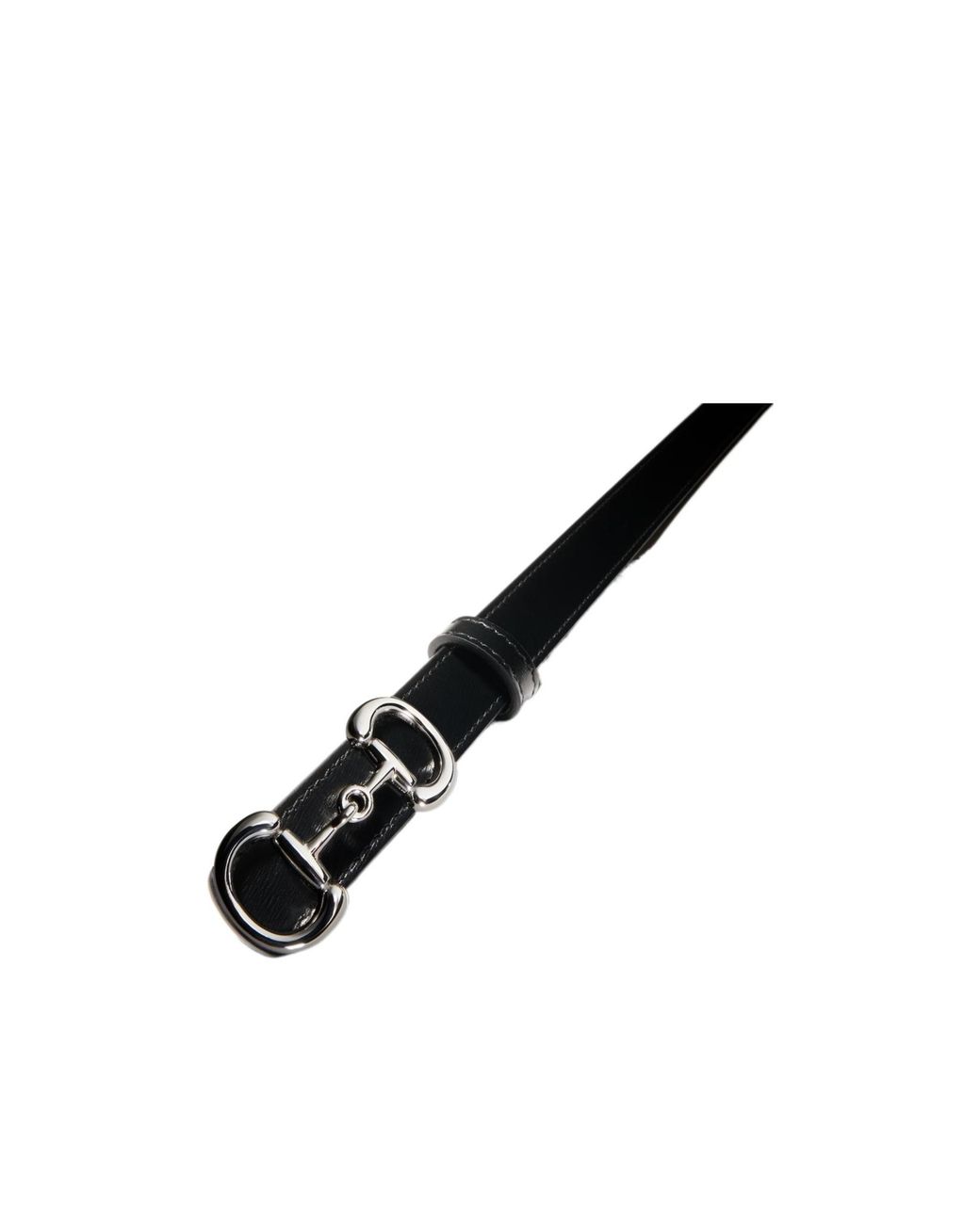 Gucci Black Thin Belt With Horsebit Buckle