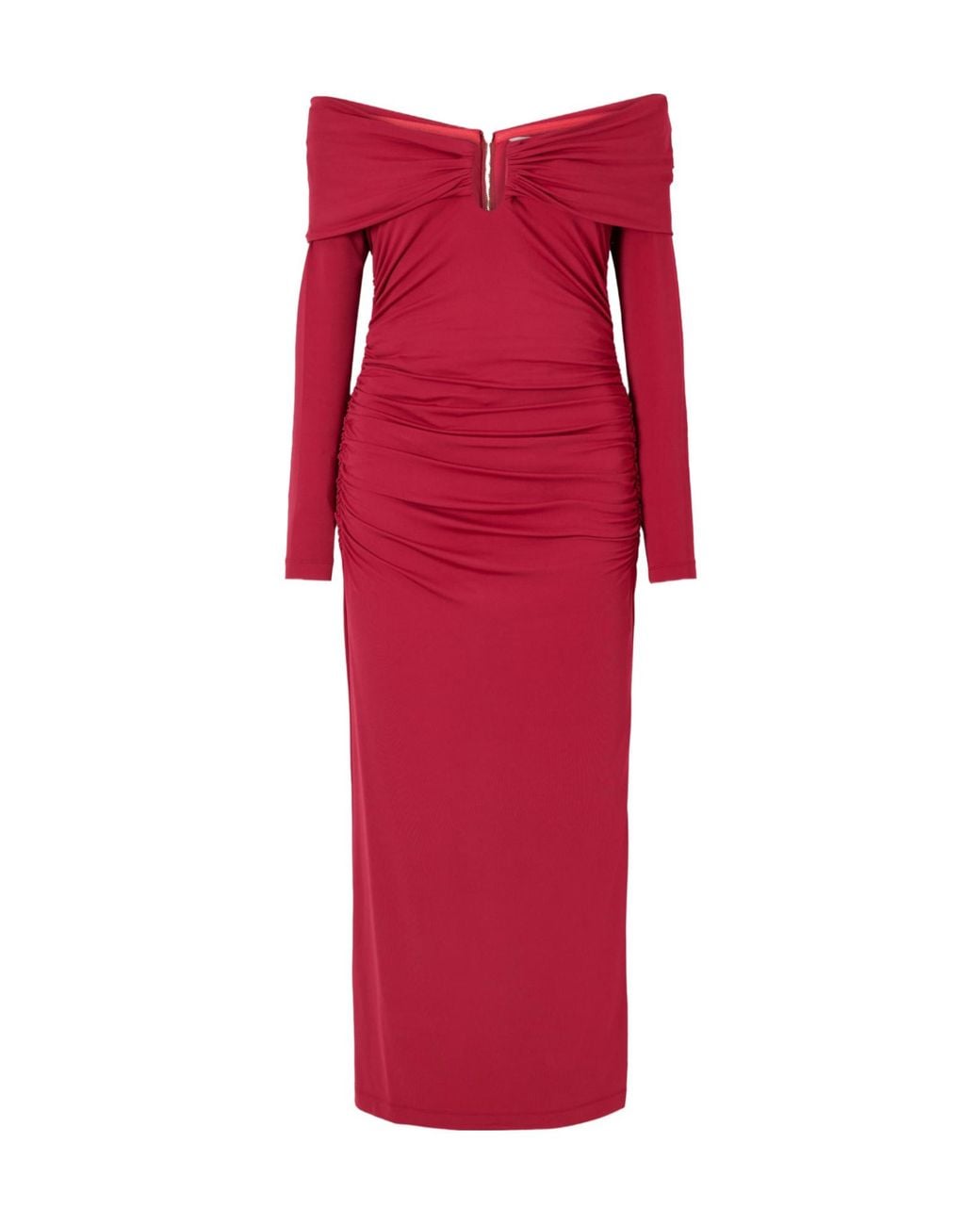 Carolina Herrera Red Jersey-Stretch Midi Dress