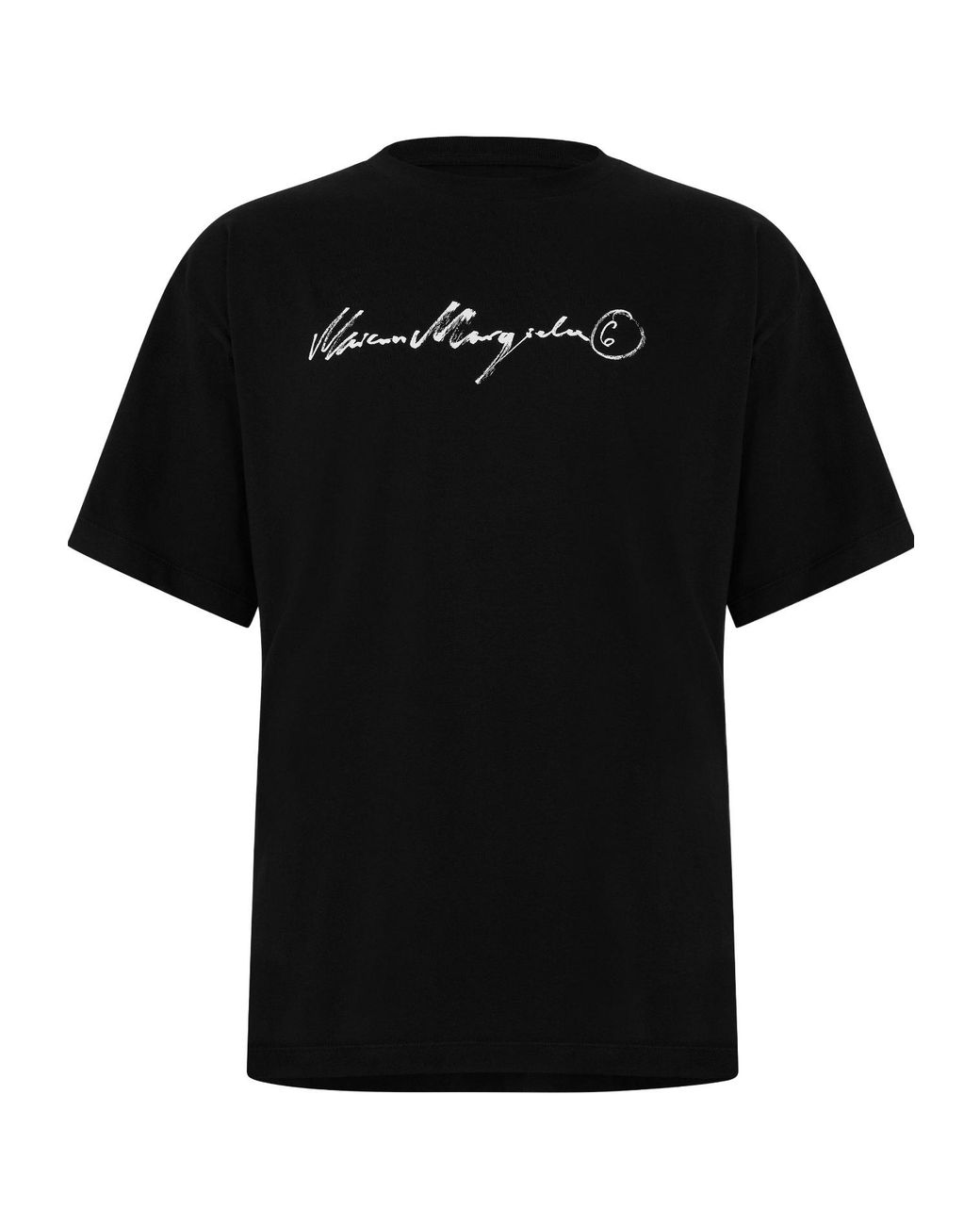 MM6 by Maison Margiela Black Crewneck Printed Tshirt for men