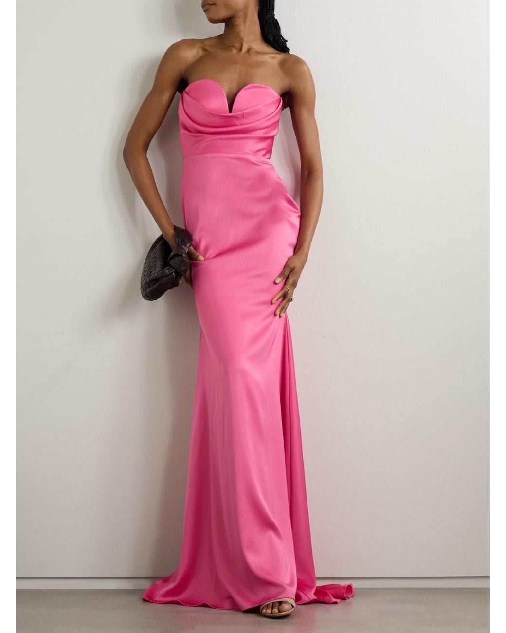Alex Perry Pink Slim-Fit Off-Shoulder Formal Dress