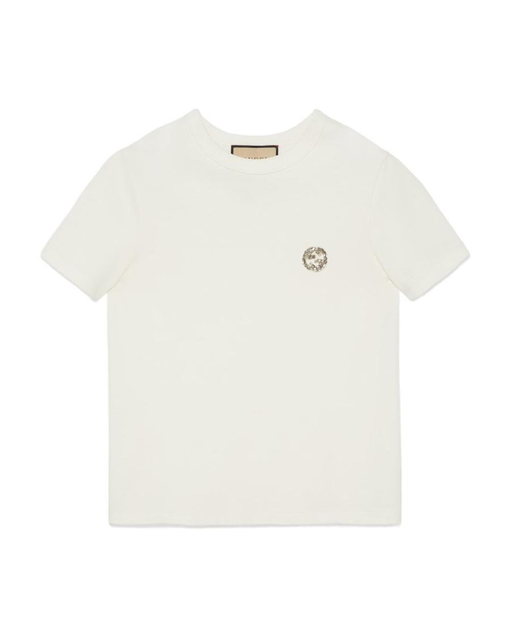 Gucci White Embellished Logo Crewneck T-Shirt