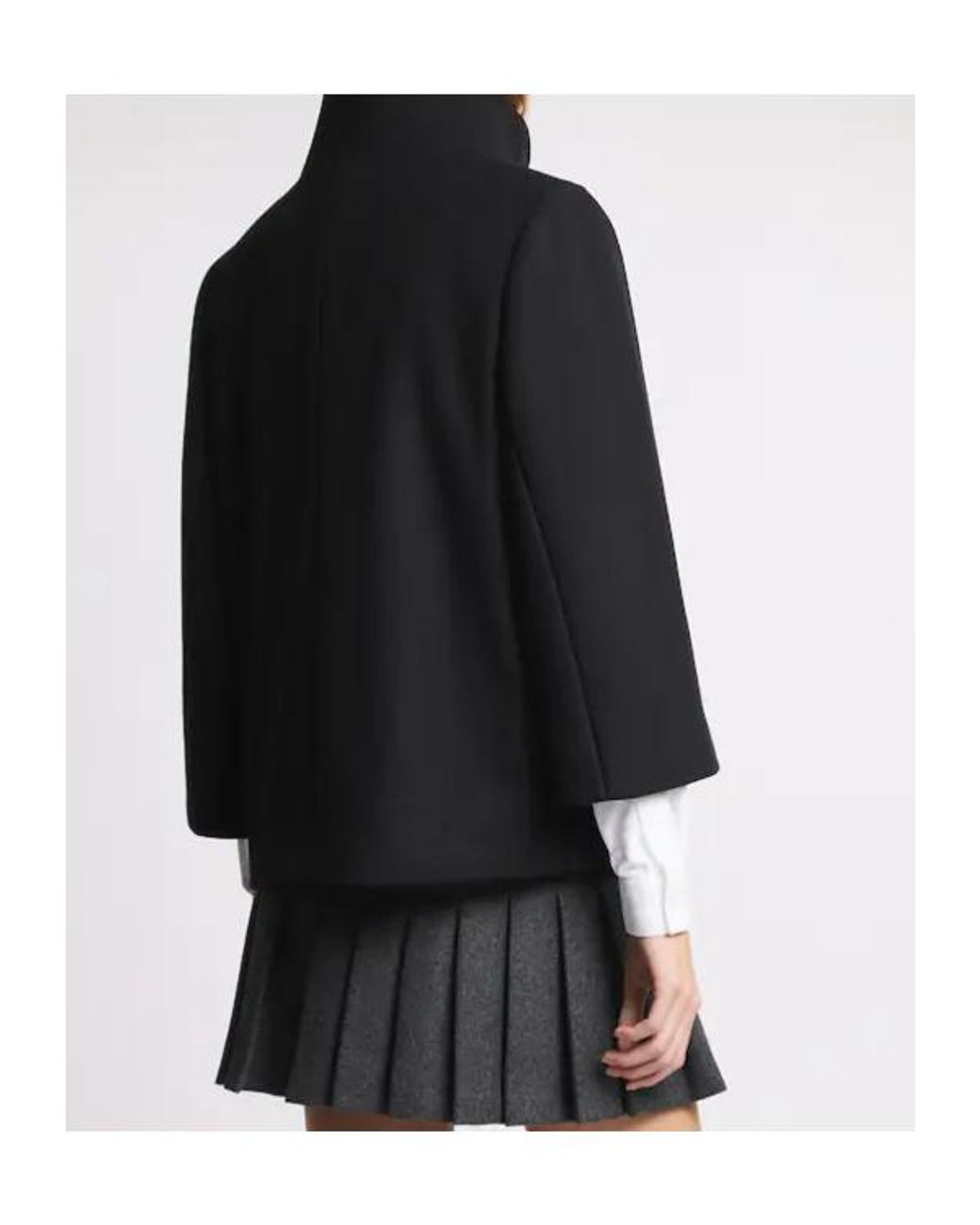 Fay Black Cape Wool Blend Coat