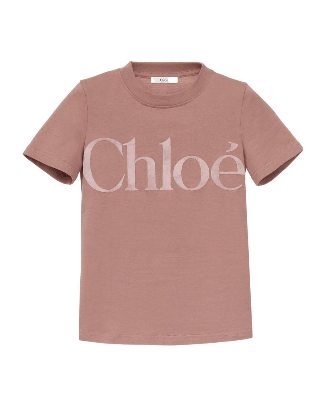 Chloé Pink Chloé Logo Detailed Crewneck T-Shirt
