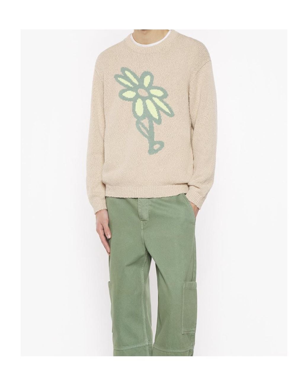 Maison Kitsuné Natural Abstract Daisy Intarsia Jumper for men