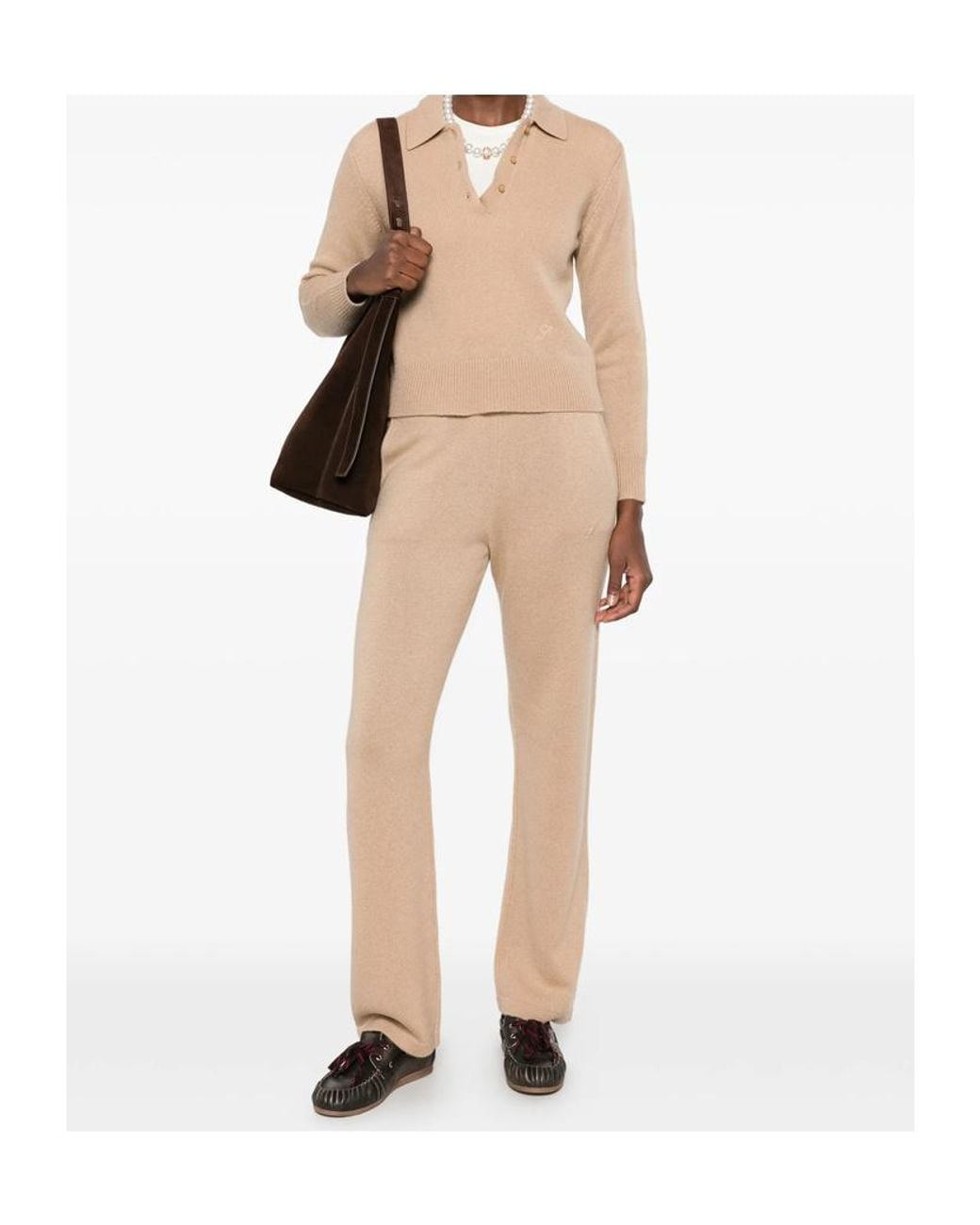 Sporty & Rich Natural Long-Sleeve Polo Shirt