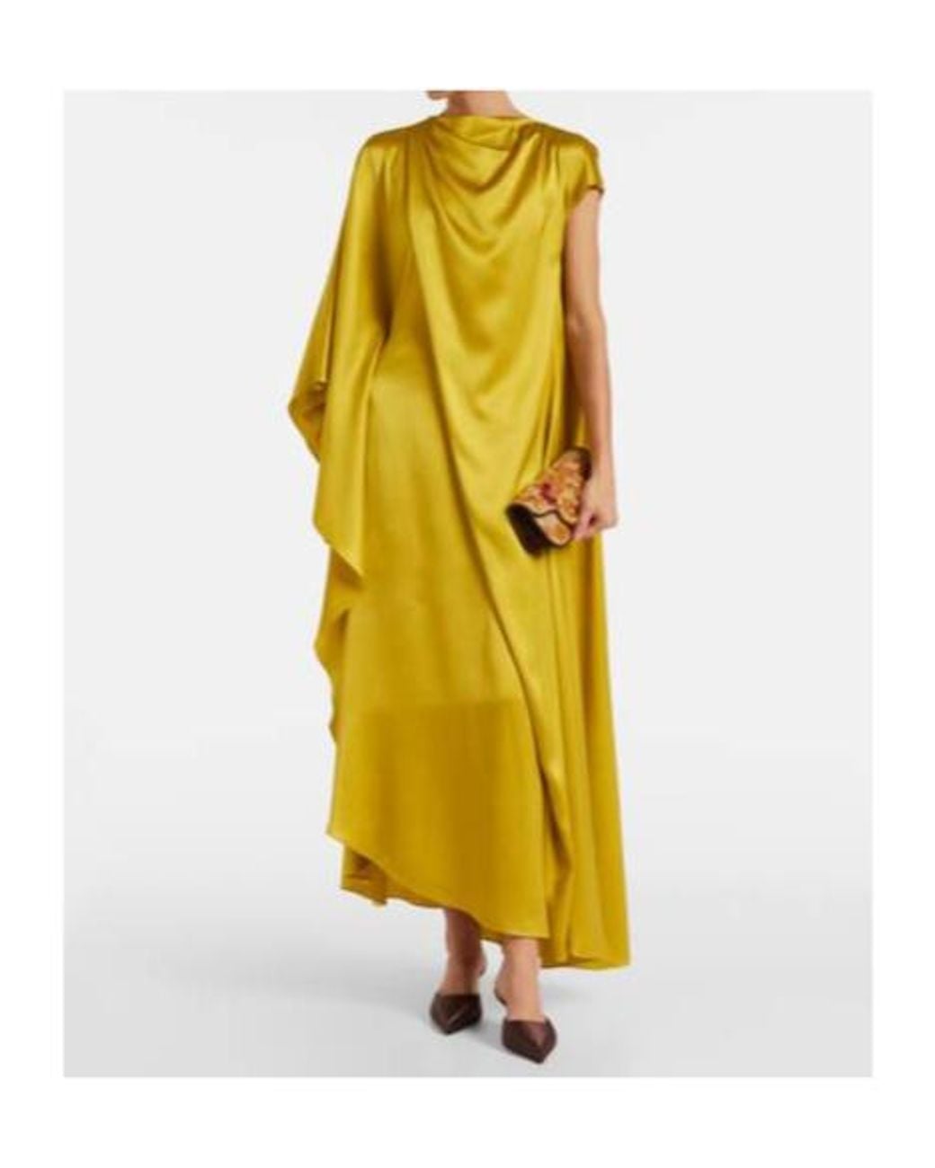 Roksanda Yellow Hiba Caped Silk Gown