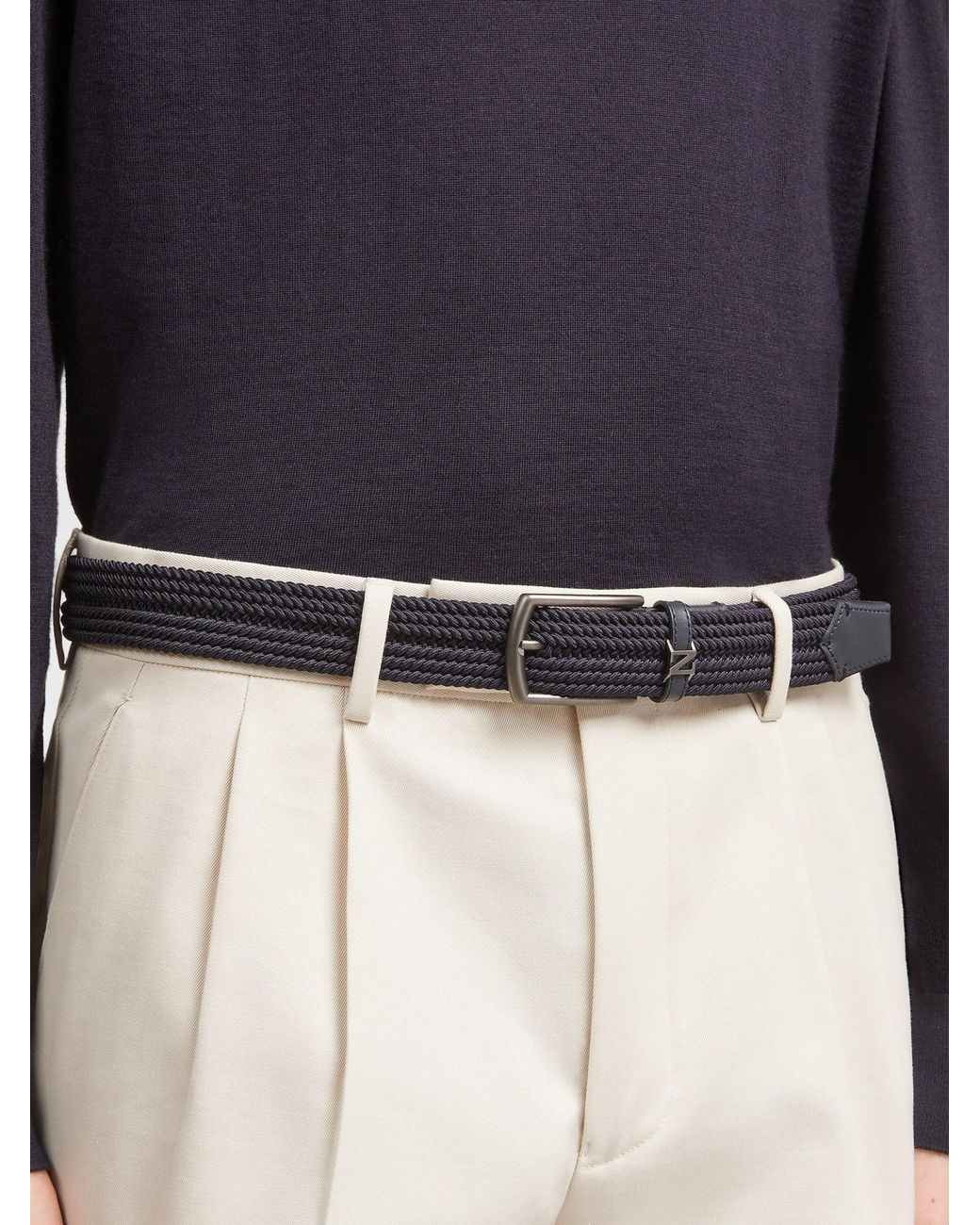 Zegna Multicolor Braided Canvas Belt for men