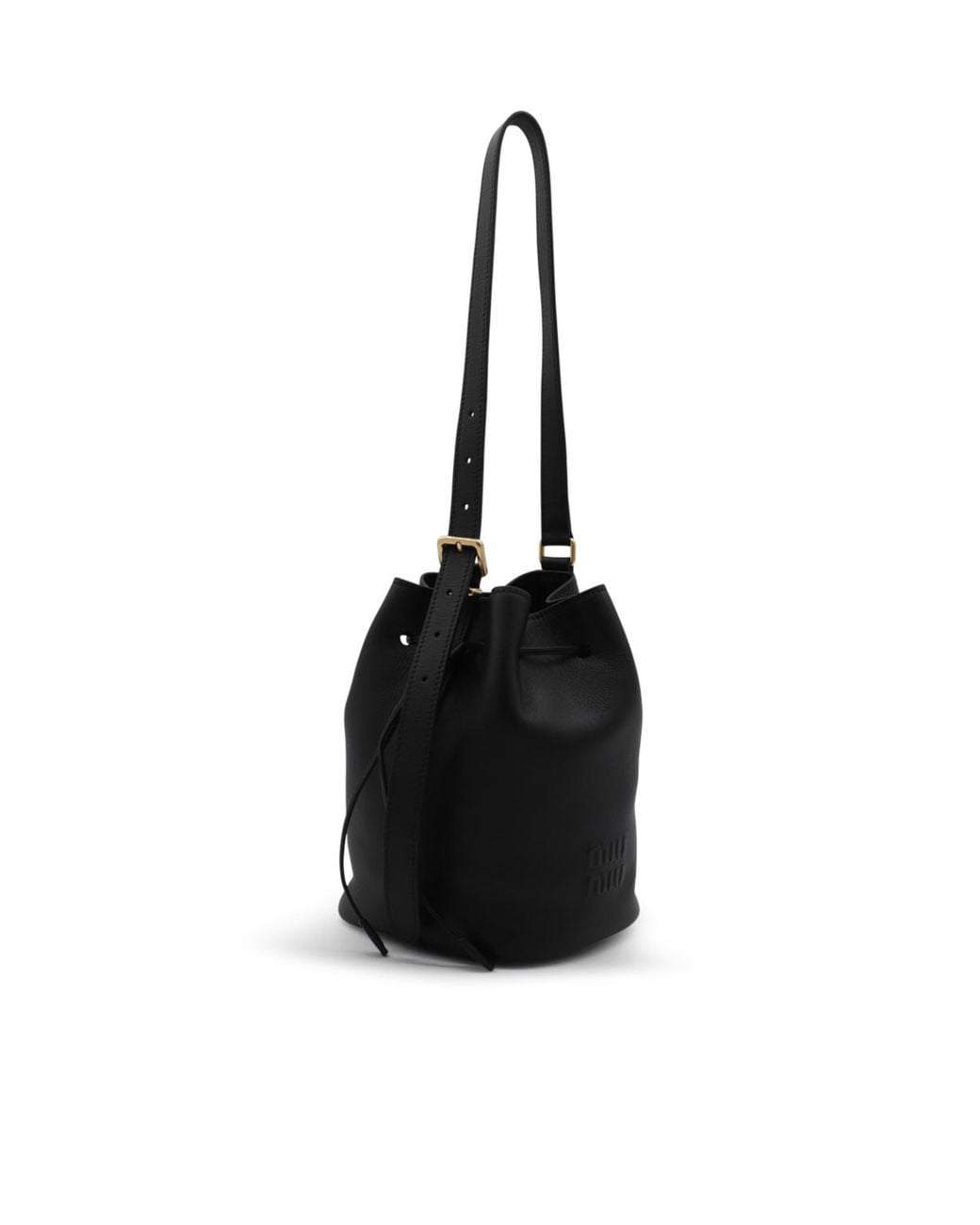 Miu Miu Black Bucket Bag Logo Shoulder Bag