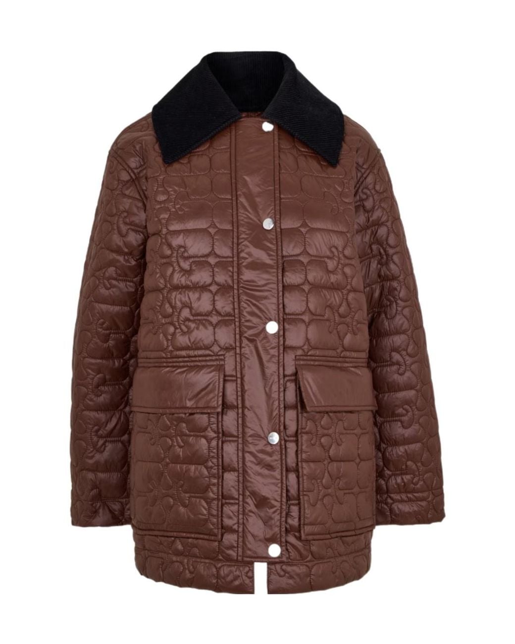 Ganni Brown Quilted Design Jacket