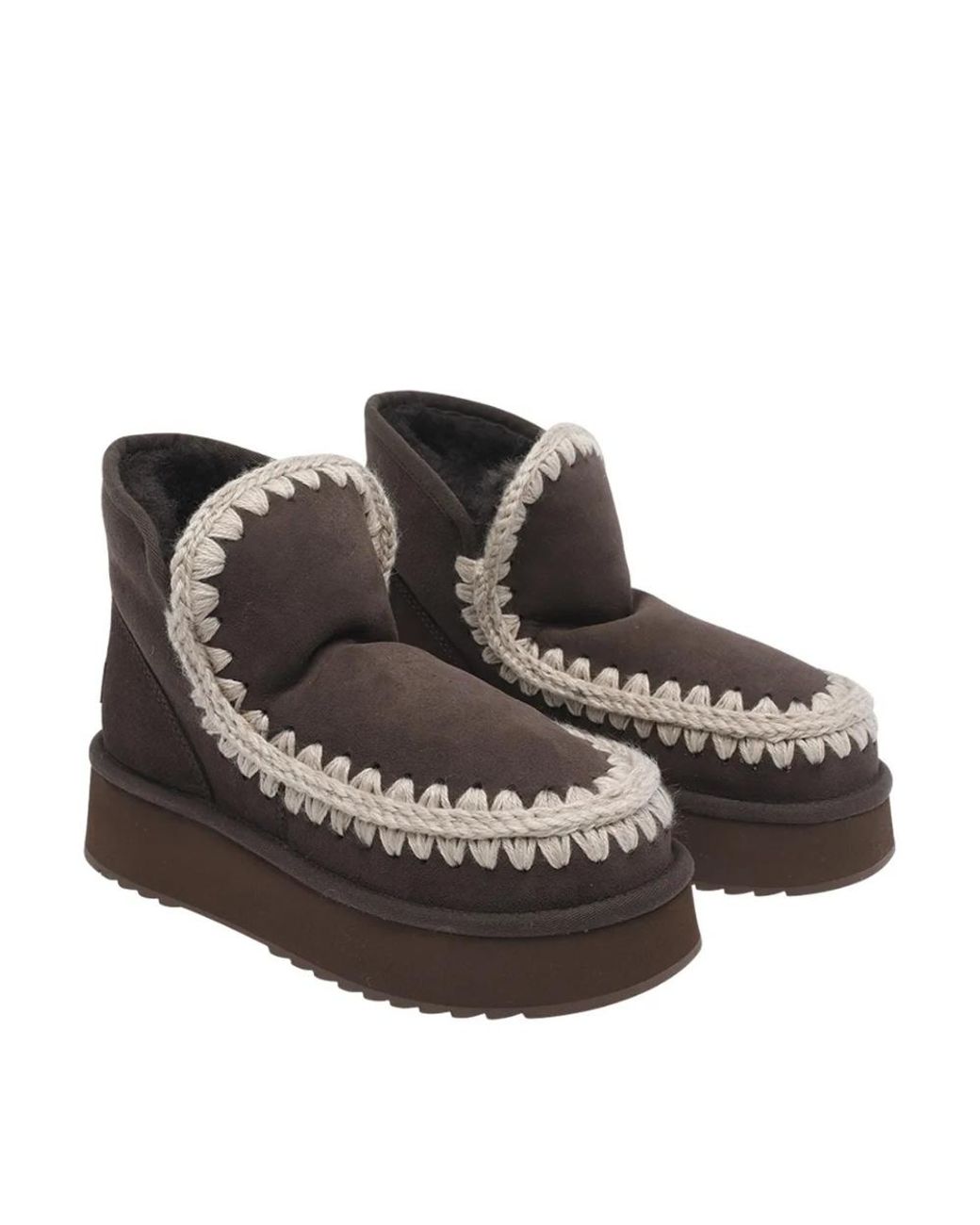 Mou Brown Eskimo Platform Ankle Boots