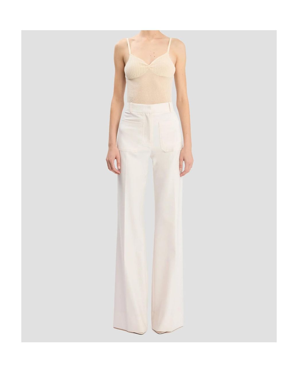 Victoria Beckham White Alina Wide-Leg Trousers