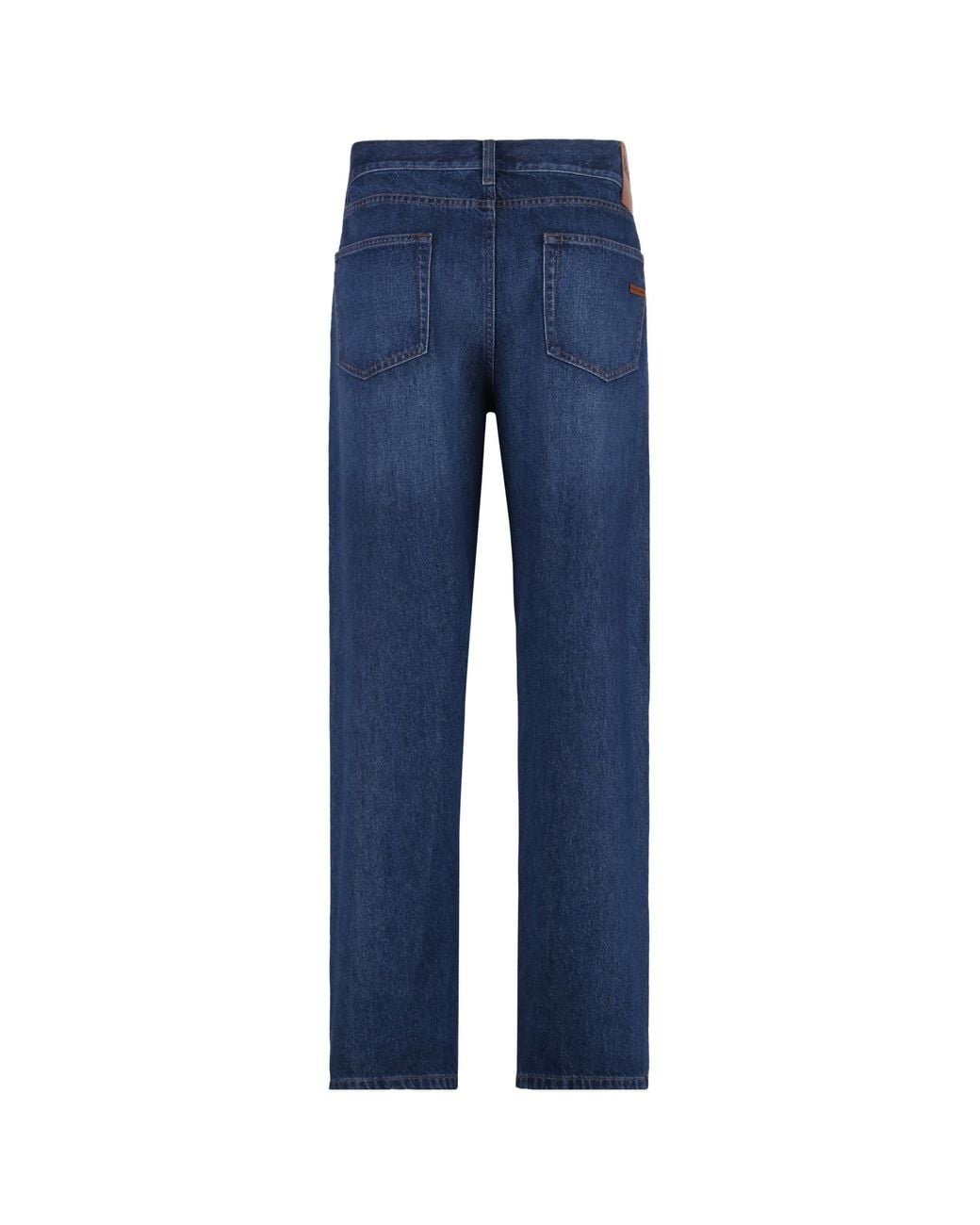 Zegna Blue Logo Patch Straight Fit Jeans for men