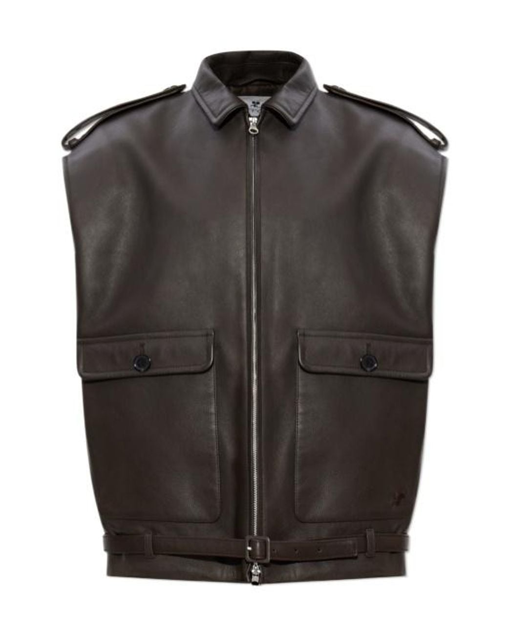 Courreges Black Sleeveless Leather Jacket