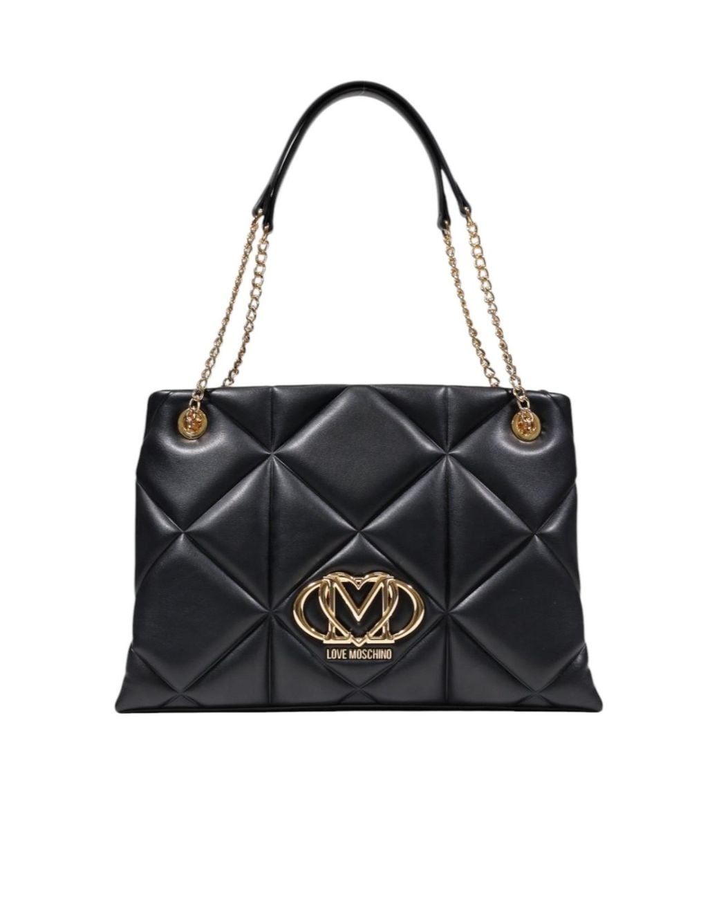 Moschino Black Geometric Quilted Pattern Shoulder Bag