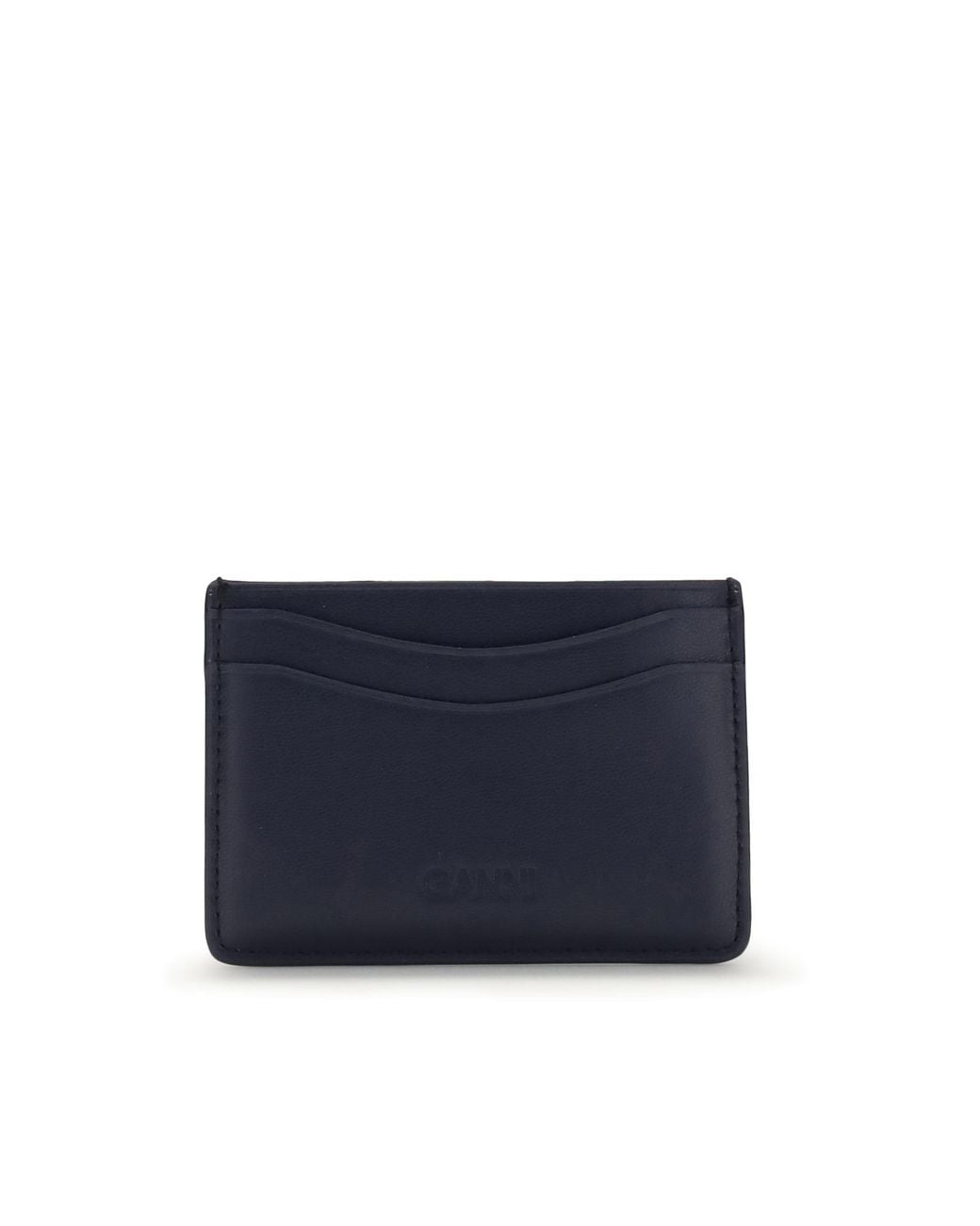 Ganni Blue Logo Plaque Textured Card Holder
